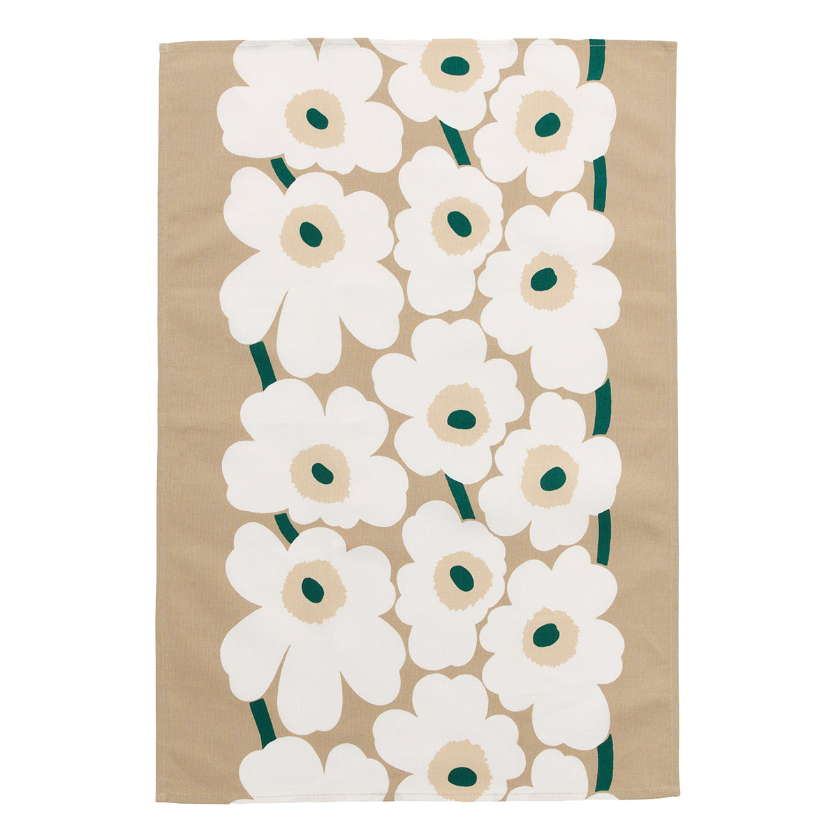 Marimekko Unikko Beige / White / Dark Green Tea Towel