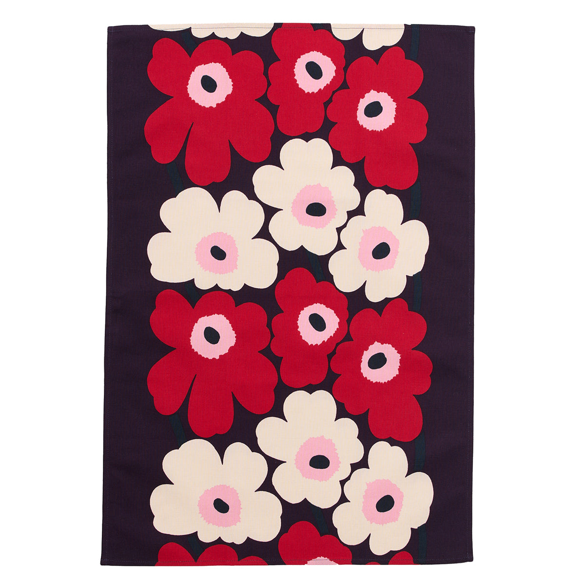 Marimekko Unikko Plum / Cranberry / Off White Tea Towel