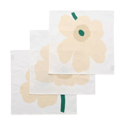 Marimekko Unikko White / Beige / Dark Green Fabric Napkins - Set of 3