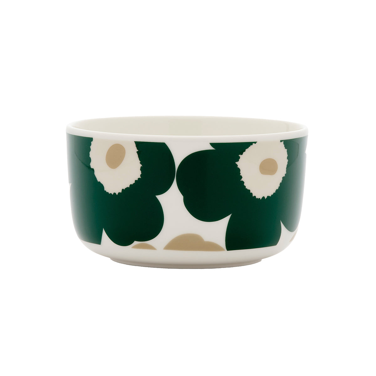 Marimekko Unikko Dark Green / Beige / White Soup / Cereal Bowl