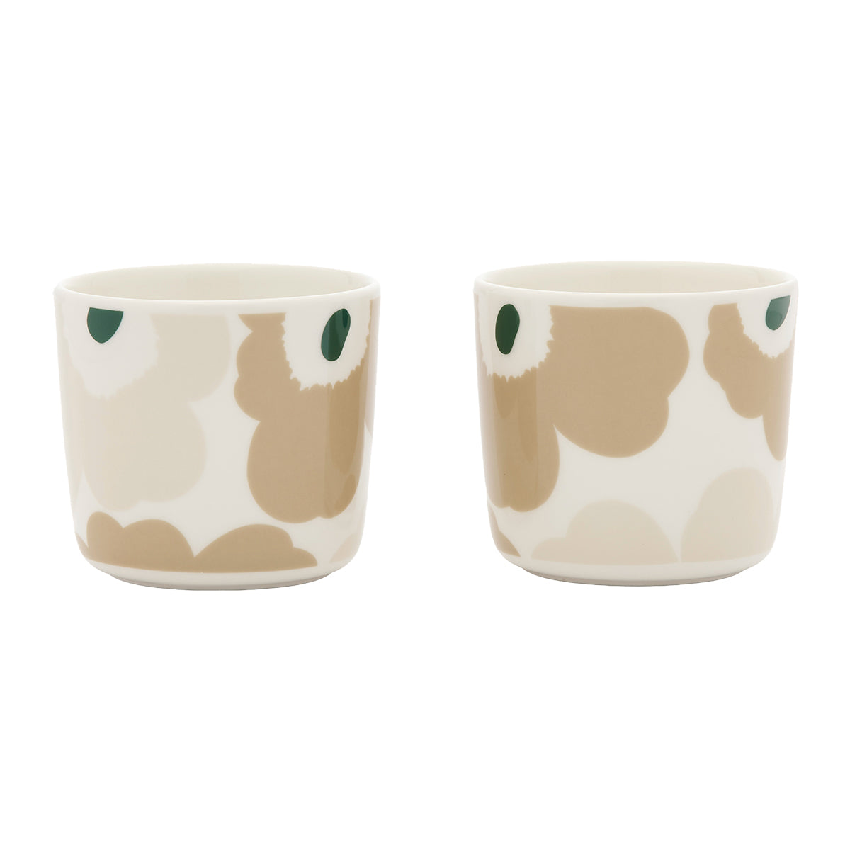 Marimekko Unikko White / Beige / Dark Green Handleless Coffee Cup - Set of 2