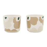Marimekko Unikko White / Beige / Dark Green Handleless Coffee Cup - Set of 2