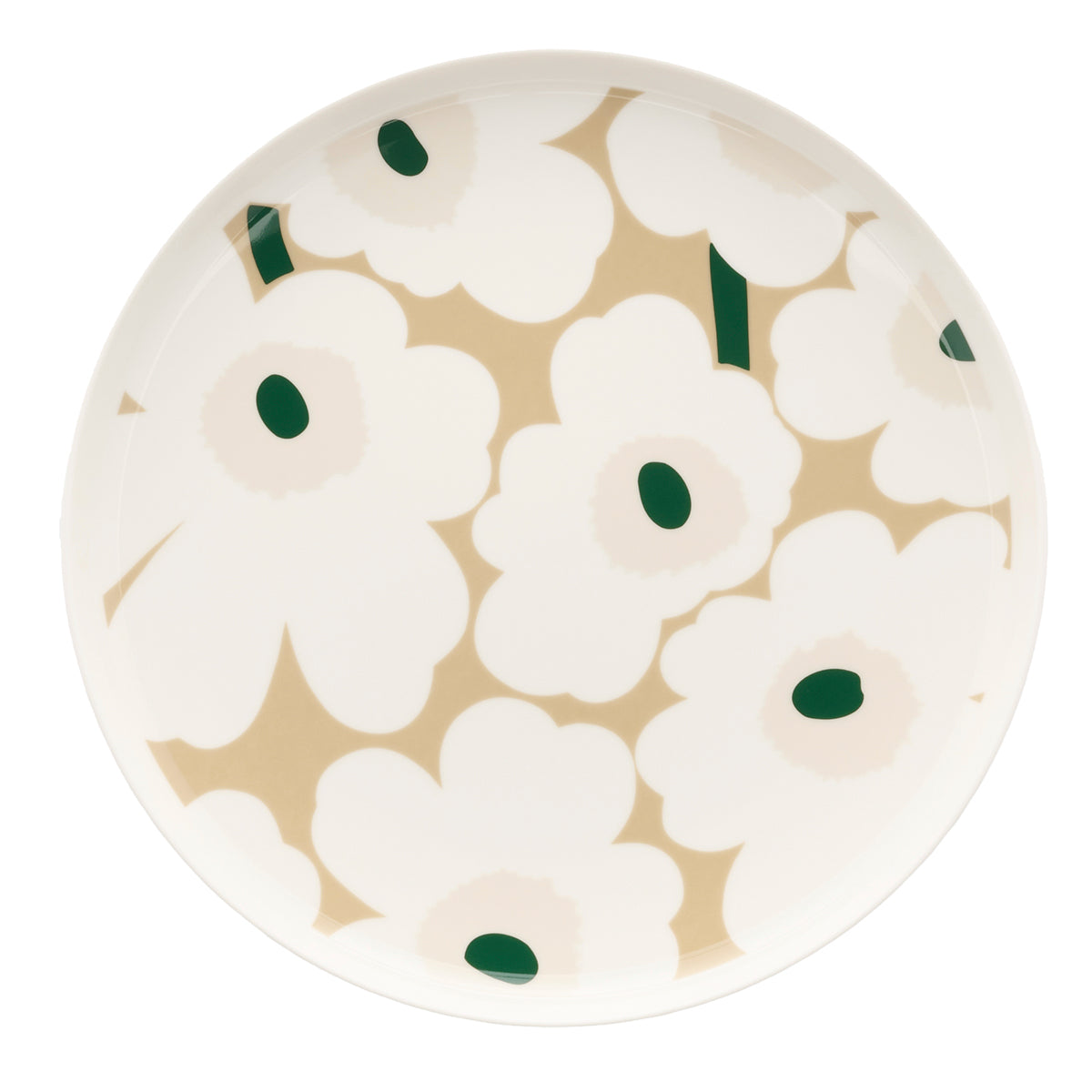 Marimekko Unikko White / Beige / Dark Green Dinner Plate