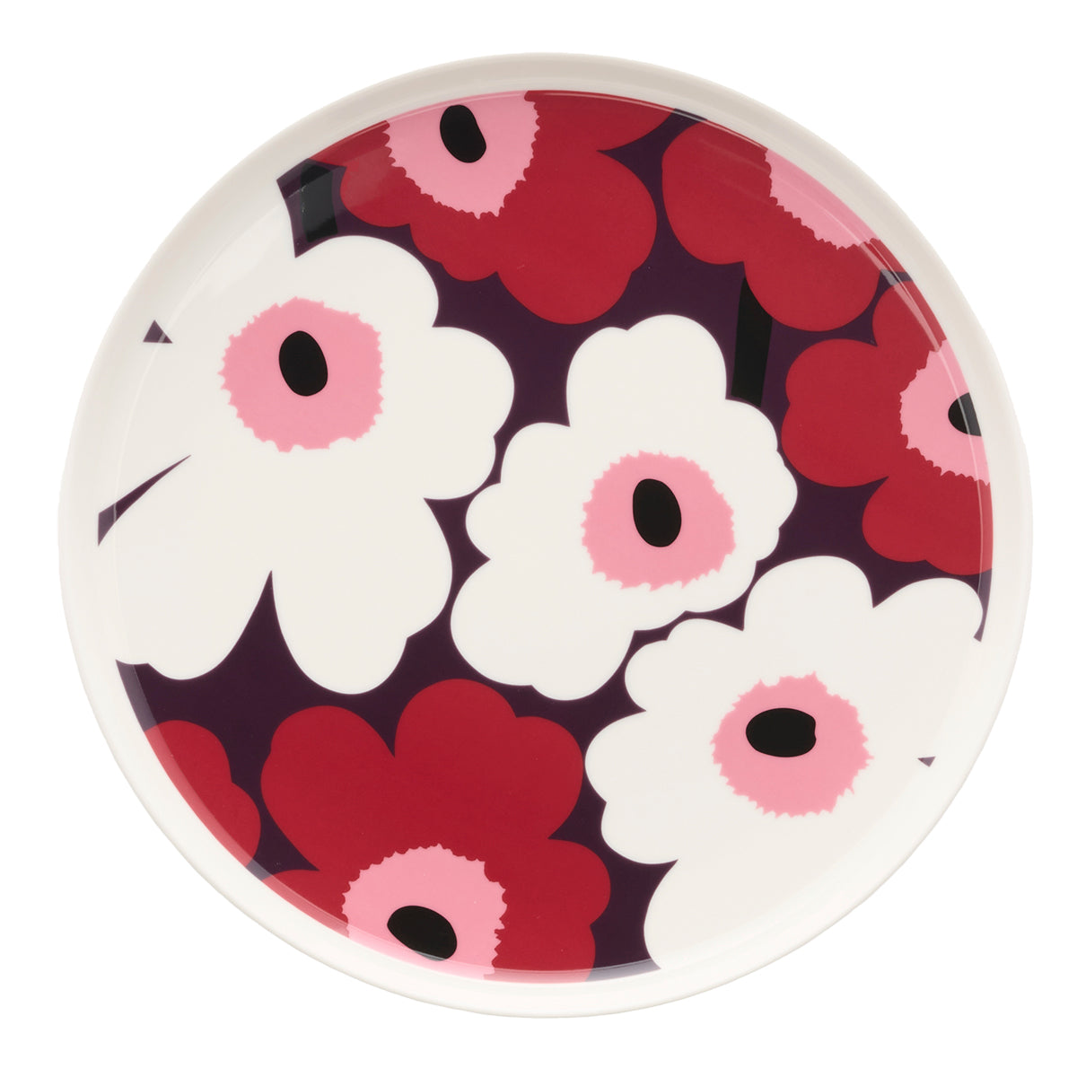 Marimekko Unikko Plum / White / Cranberry Dinner Plate