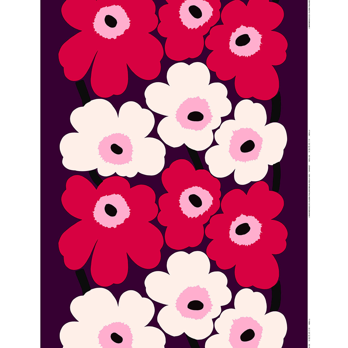 Marimekko Unikko Plum / Cranberry / Off White Cotton Sateen Fabric