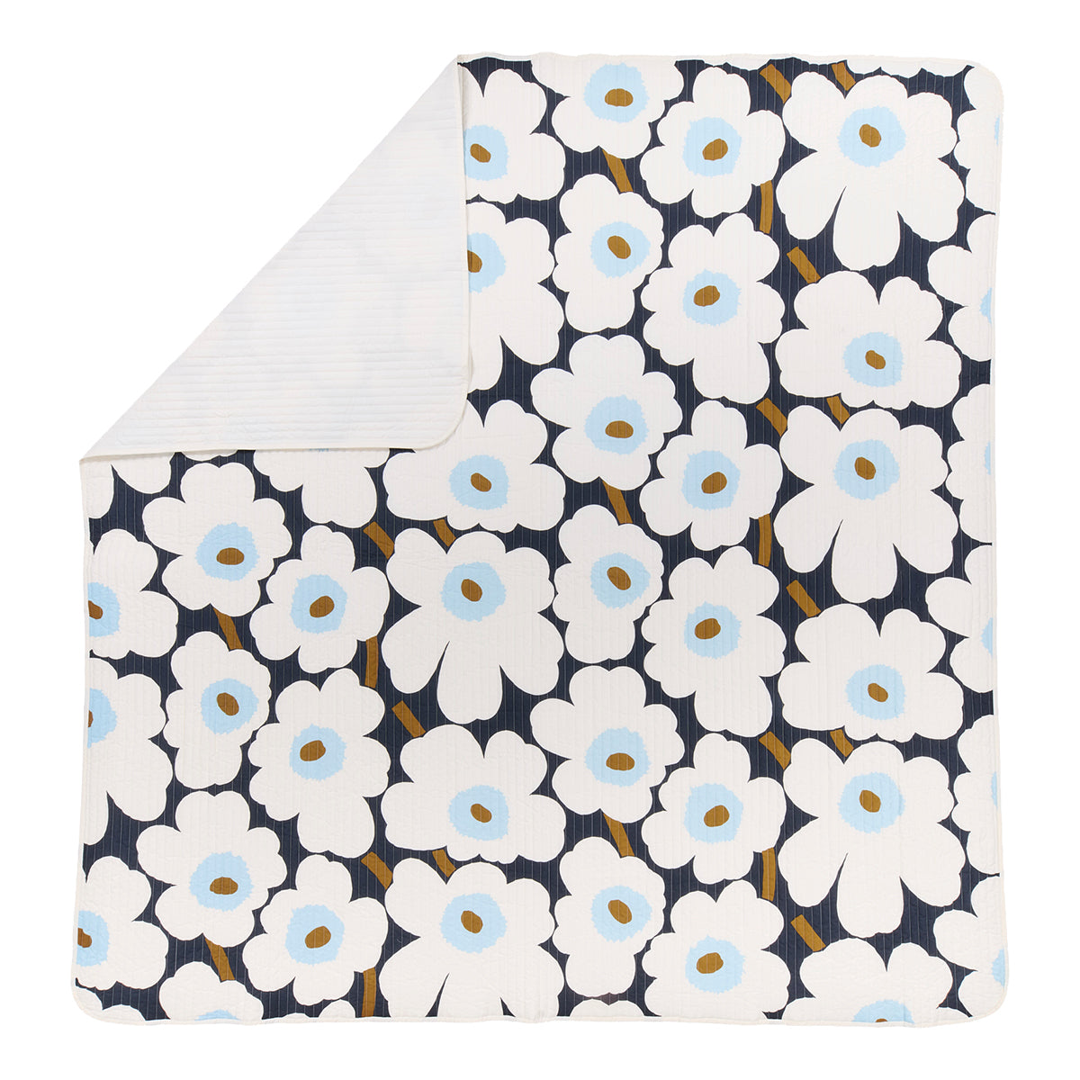 Marimekko Unikko Dark Blue / Off White / Light Blue Large Bedspread