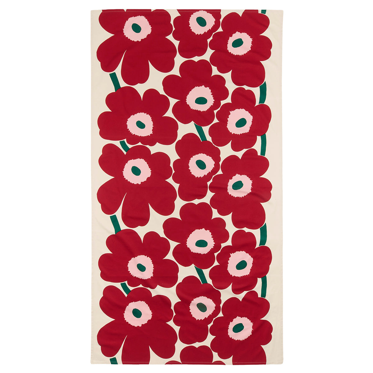 Marimekko Unikko Off White / Cranberry / Dark Green Tablecloth