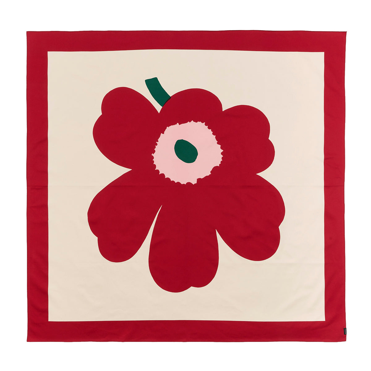 Marimekko Unikko Cranberry / Off White / Rose Square Tablecloth
