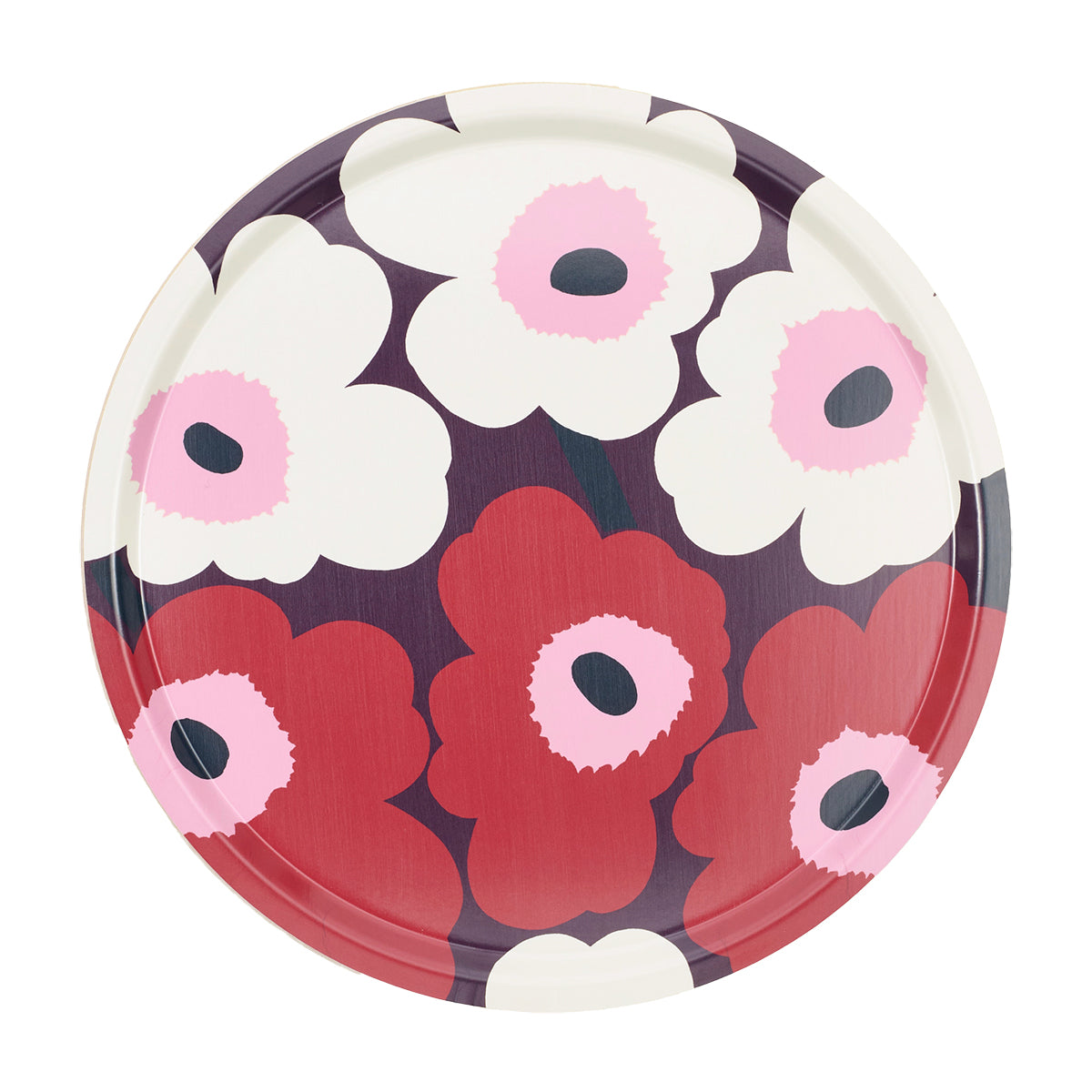 Marimekko Unikko Plum / Cranberry / Off White Round Serving Tray