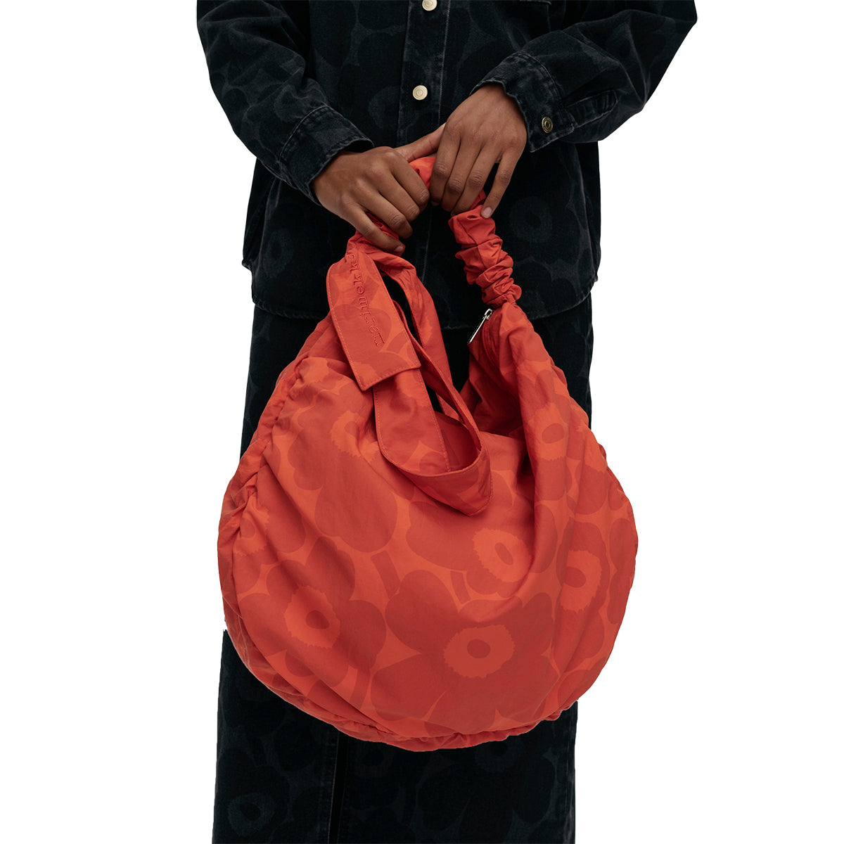 Marimekko Unikko Utu Dark Orange / Red Large Shoulder Bag