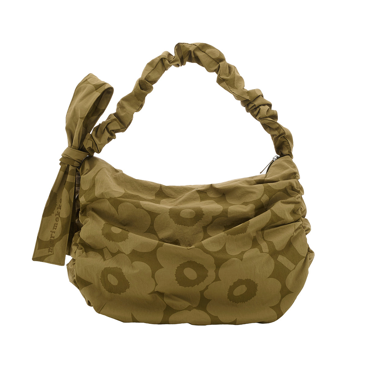 Marimekko Unikko Utu Olive Green / Khaki Large Shoulder Bag