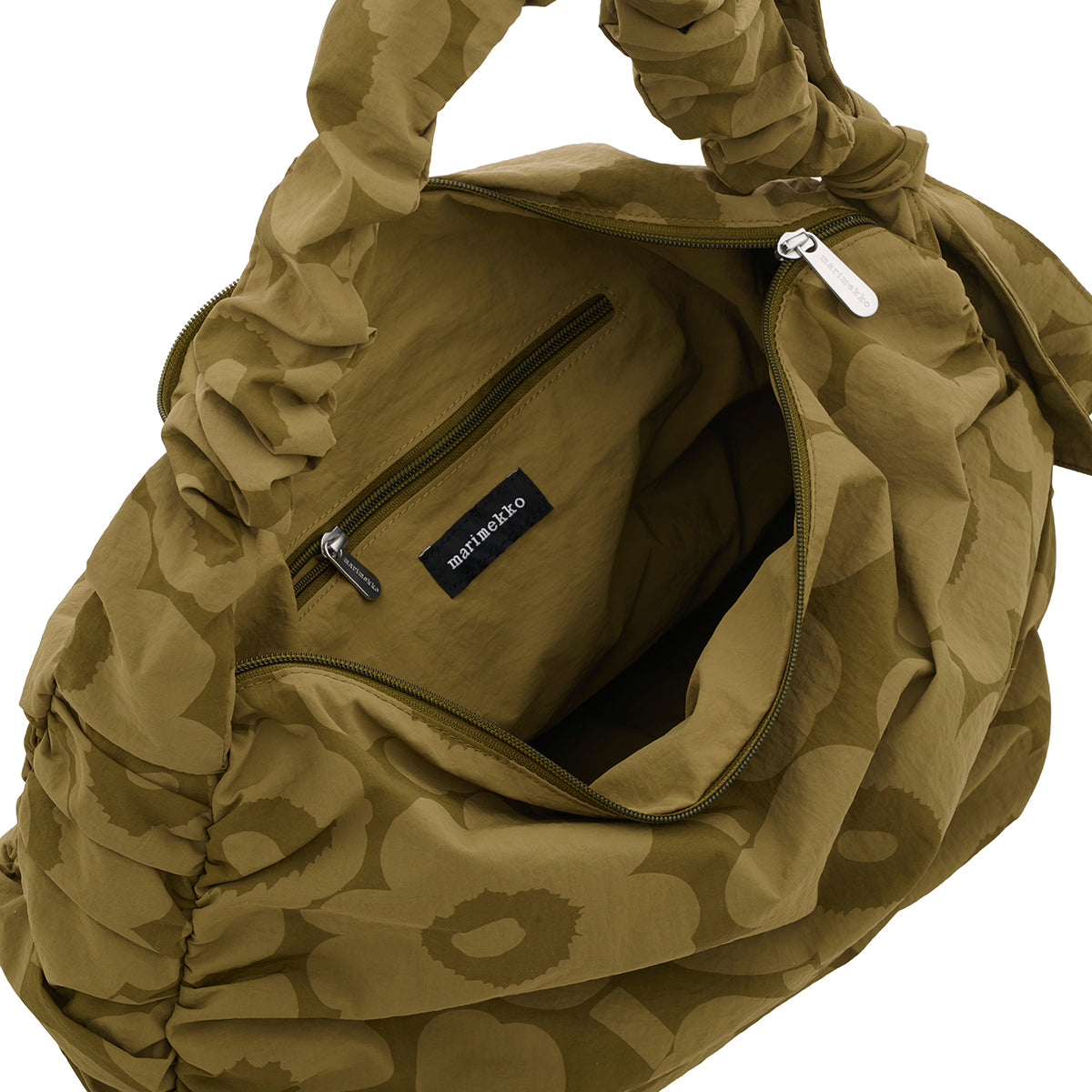 Marimekko Unikko Utu Olive Green / Khaki Large Shoulder Bag
