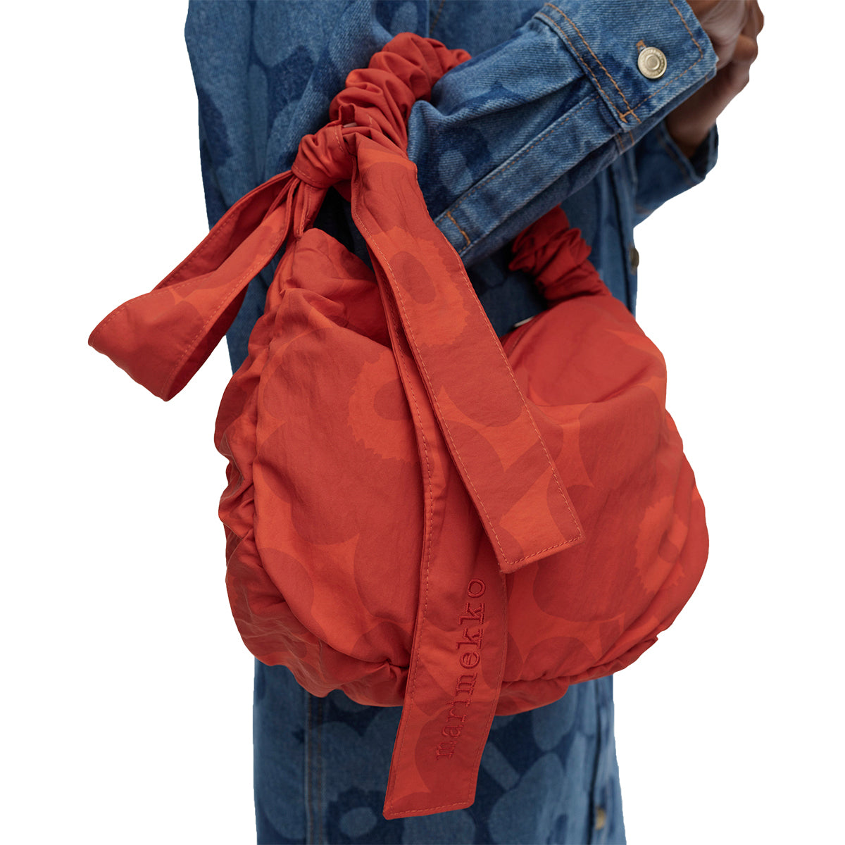 Marimekko Unikko Utu Dark Orange / Red Medium Shoulder Bag