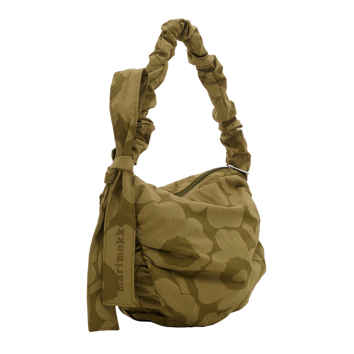 Marimekko Unikko Utu Olive Green / Khaki Medium Shoulder Bag