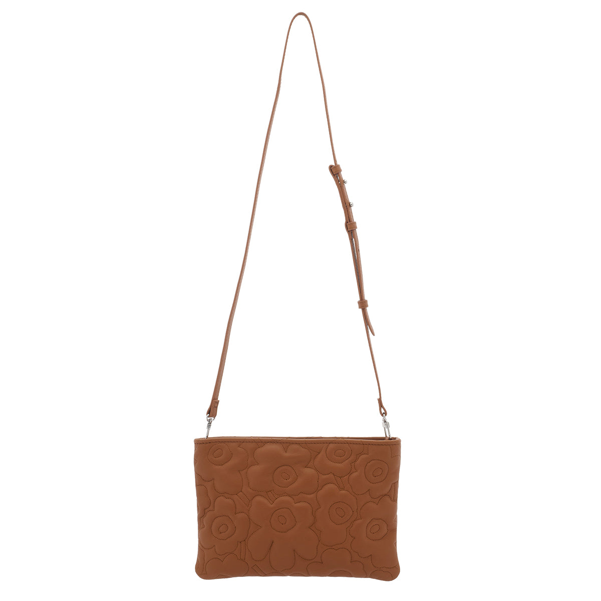 Marimekko Vieno Unikko Brown Leather Shoulder Bag