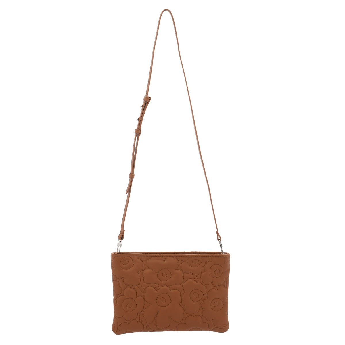 Marimekko Vieno Unikko Brown Leather Shoulder Bag