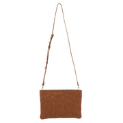 Marimekko Vieno Unikko Brown Leather Shoulder Bag