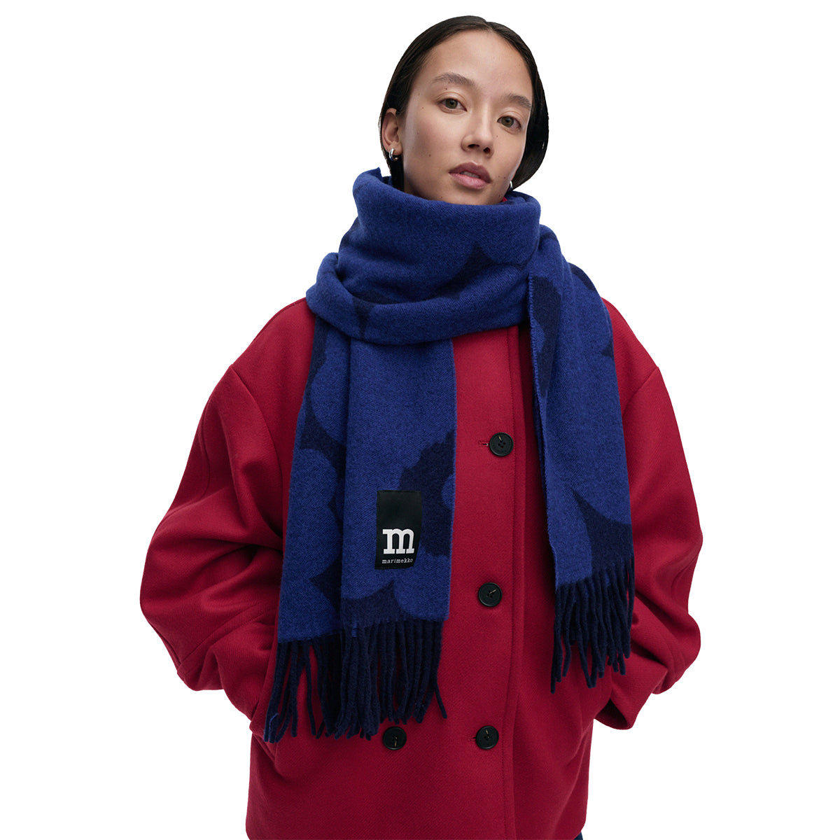 Marimekko Identtinen Unikko Blue / Black Scarf