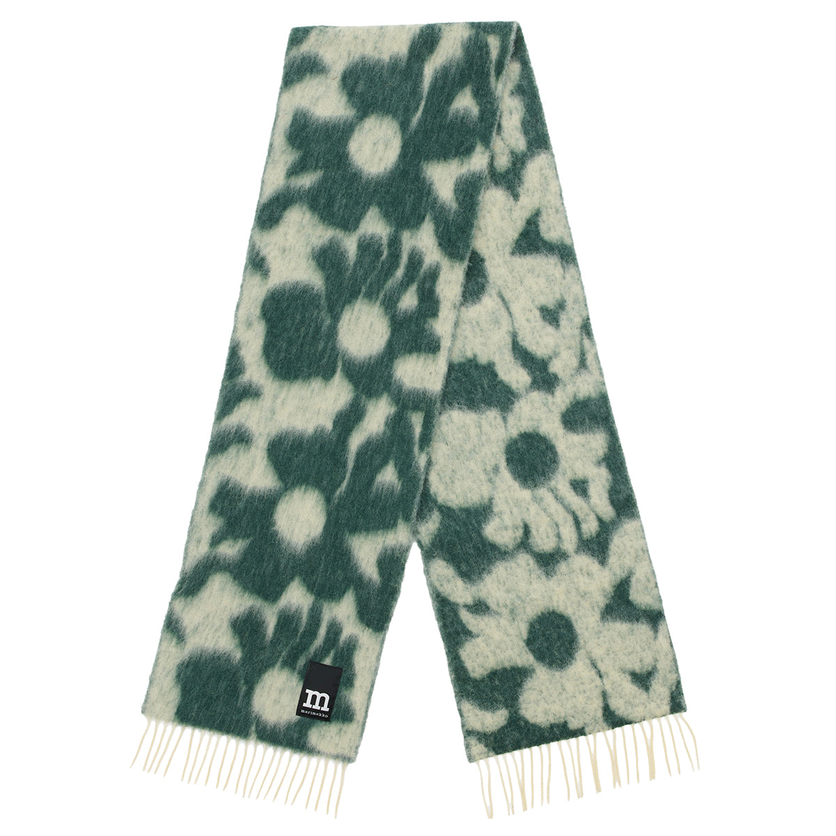 Marimekko Neljännes Lossi Forest Green / Cream Wool Scarf