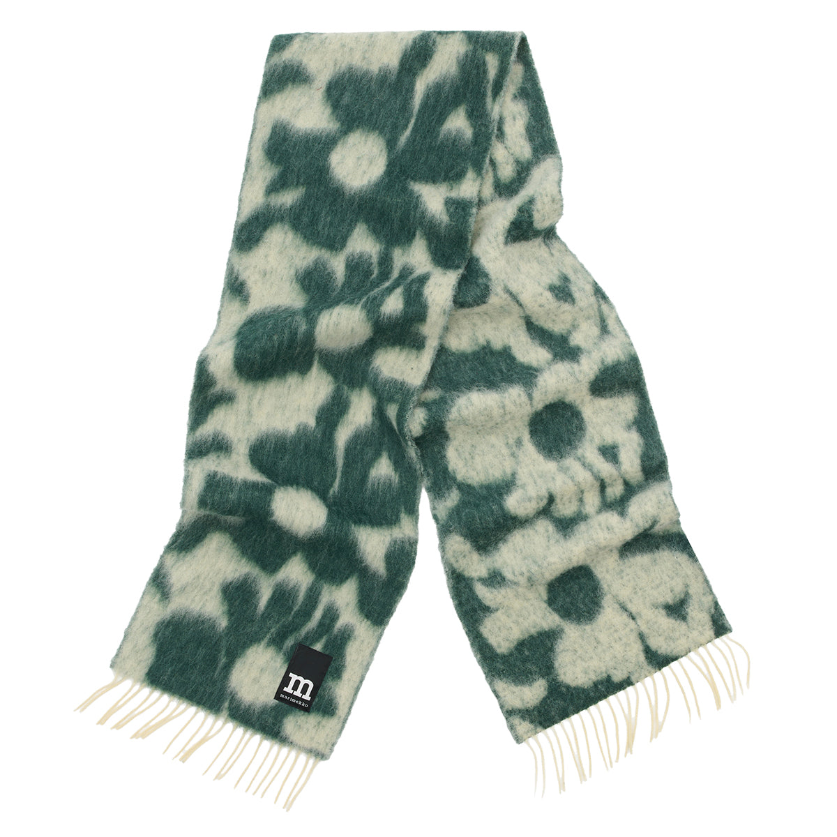 Marimekko Neljännes Lossi Forest Green / Cream Wool Scarf