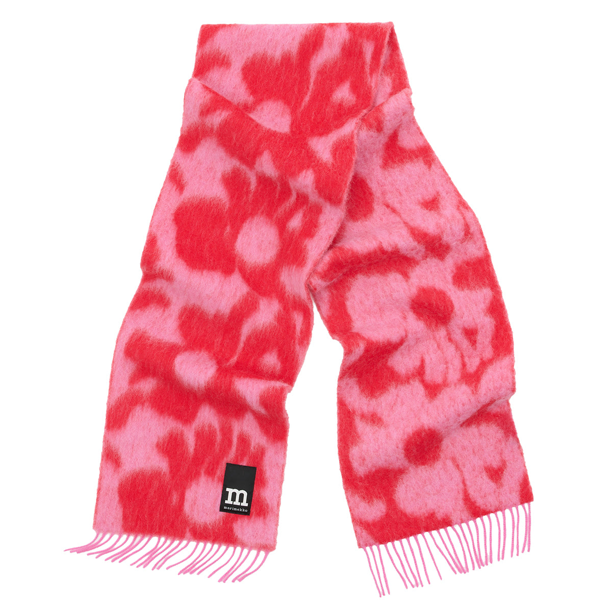 Marimekko Neljännes Lossi Pink / Red Wool Scarf