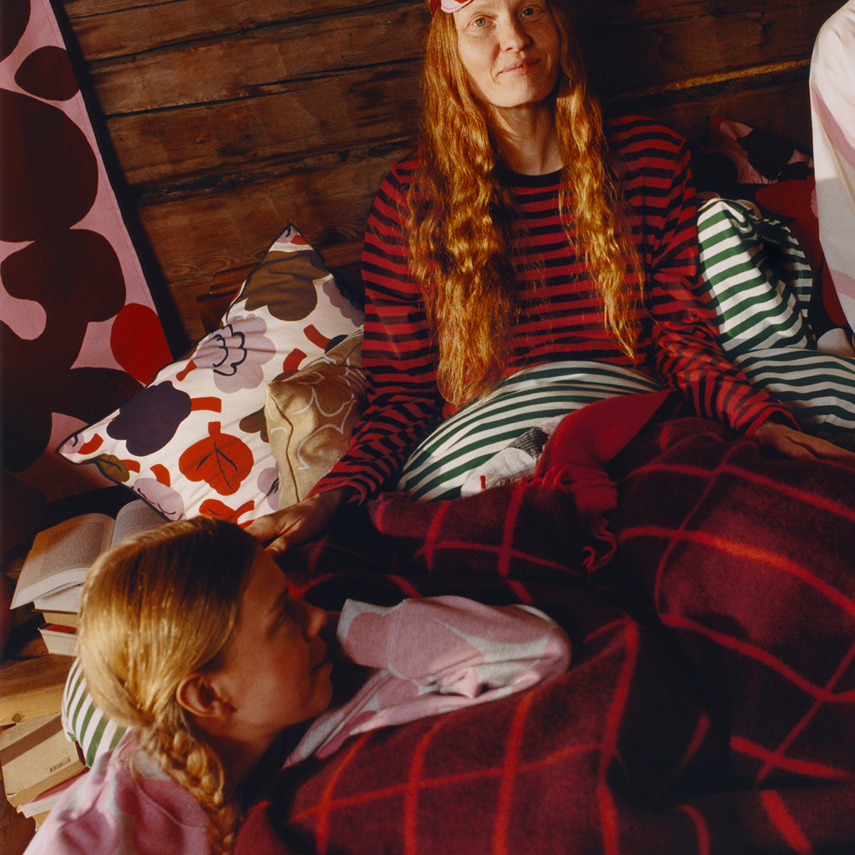 Marimekko Kukasta Kukkaan Plum / Bronze / Terracotta Throw Pillow