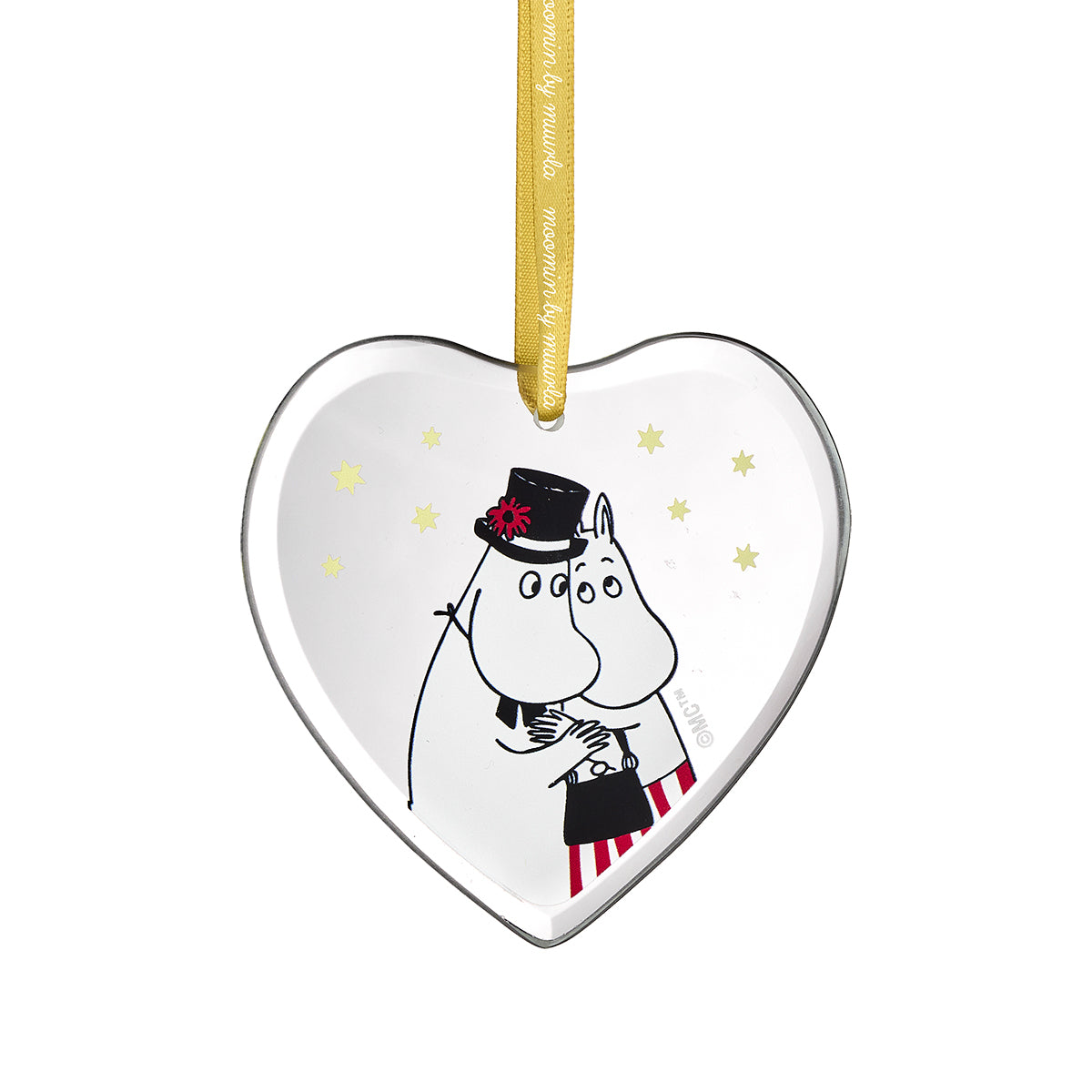 Muurla Moomin Moominmamma and Moominpappa Glass Heart Ornament