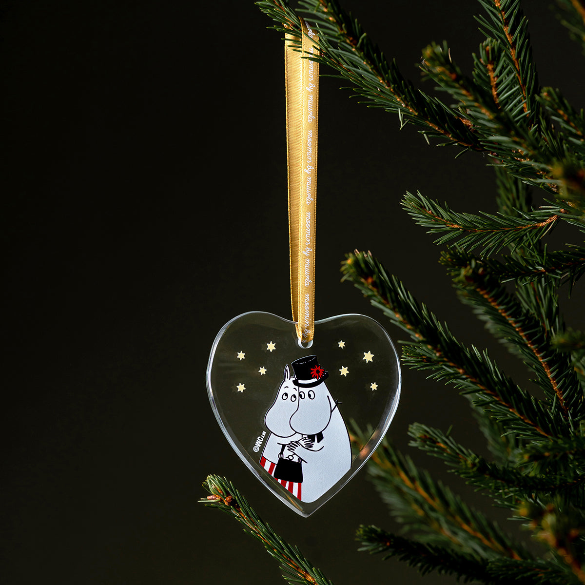 Muurla Moomin Moominmamma and Moominpappa Glass Heart Ornament