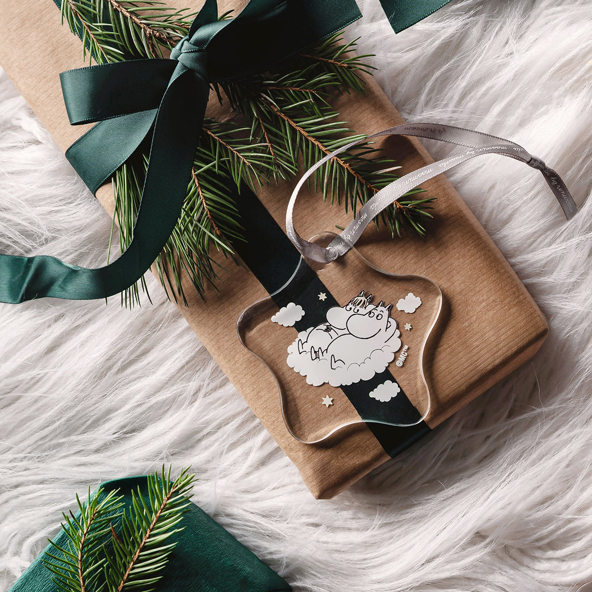 Muurla Moomin Snorkmaiden and Moomintroll Glass Star Ornament