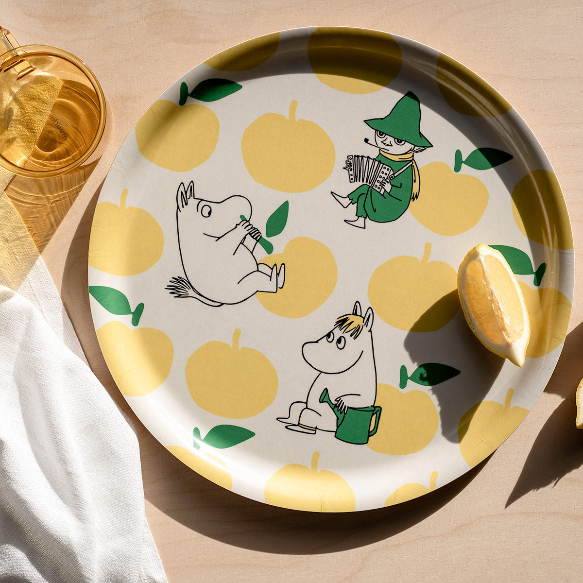 Muurla Moomin Joyful Apples Yellow / Green Round Tray