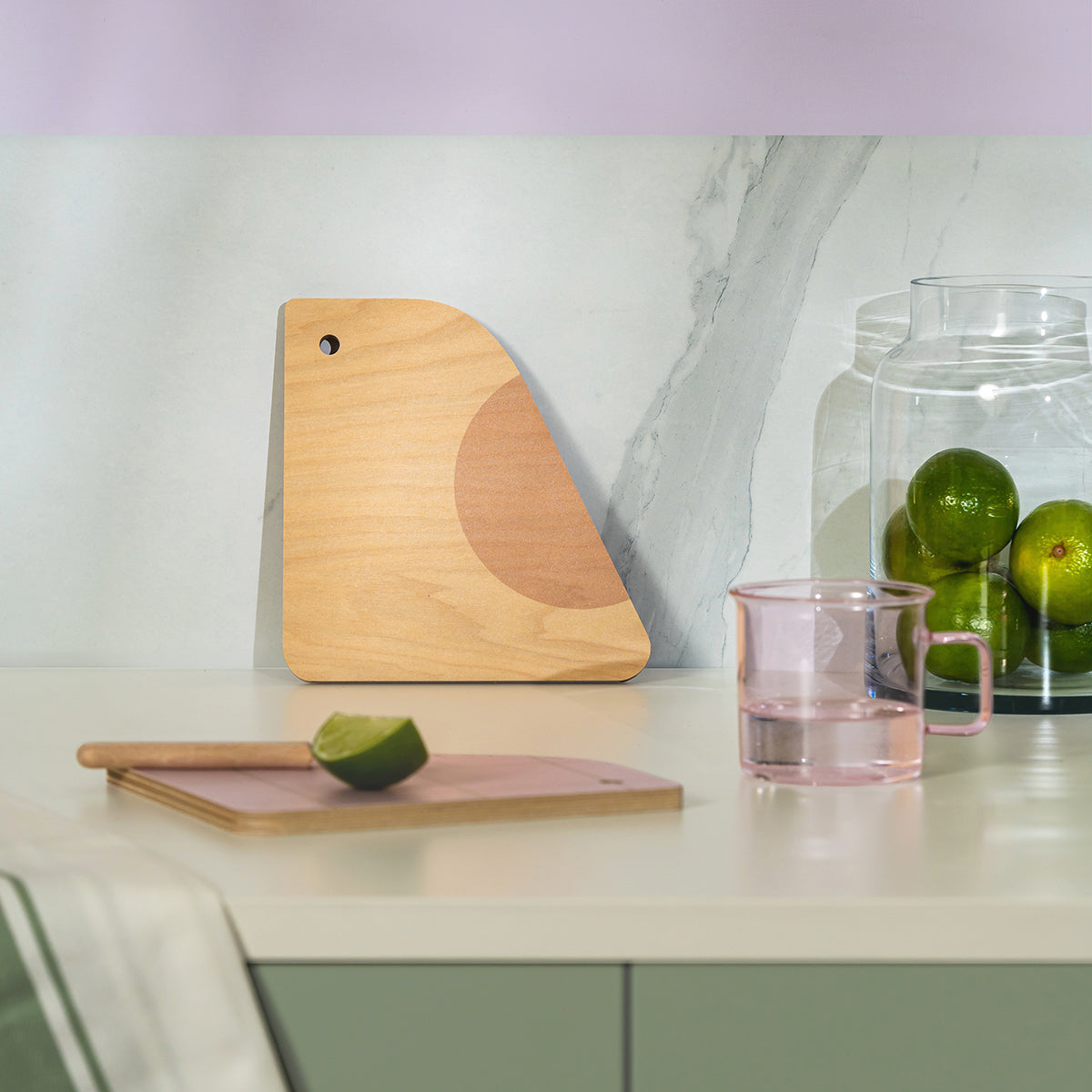 Muurla Birdy Light Pink / Natural Reversible Chop & Serve Board