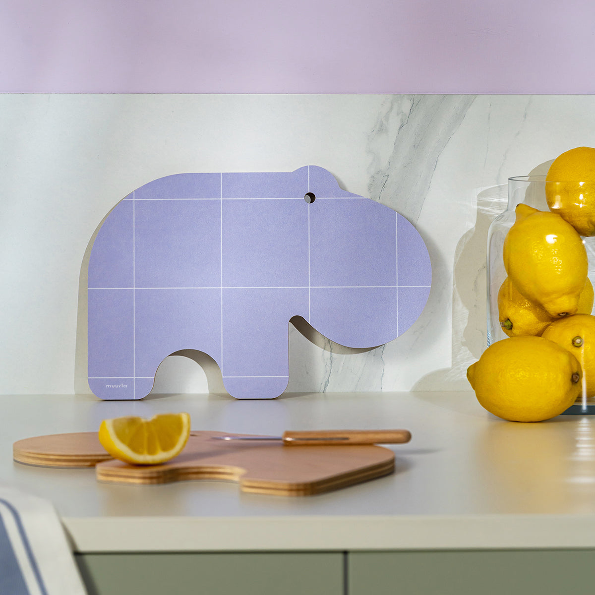 Muurla Hippo Lavender / Natural Reversible Chop & Serve Board