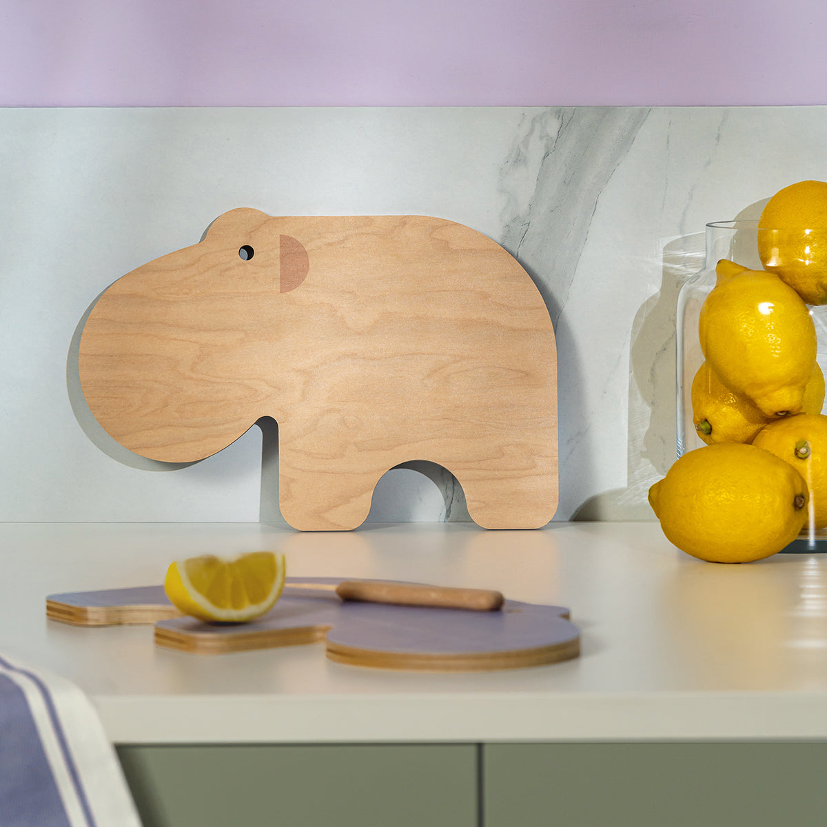Muurla Hippo Lavender / Natural Reversible Chop & Serve Board