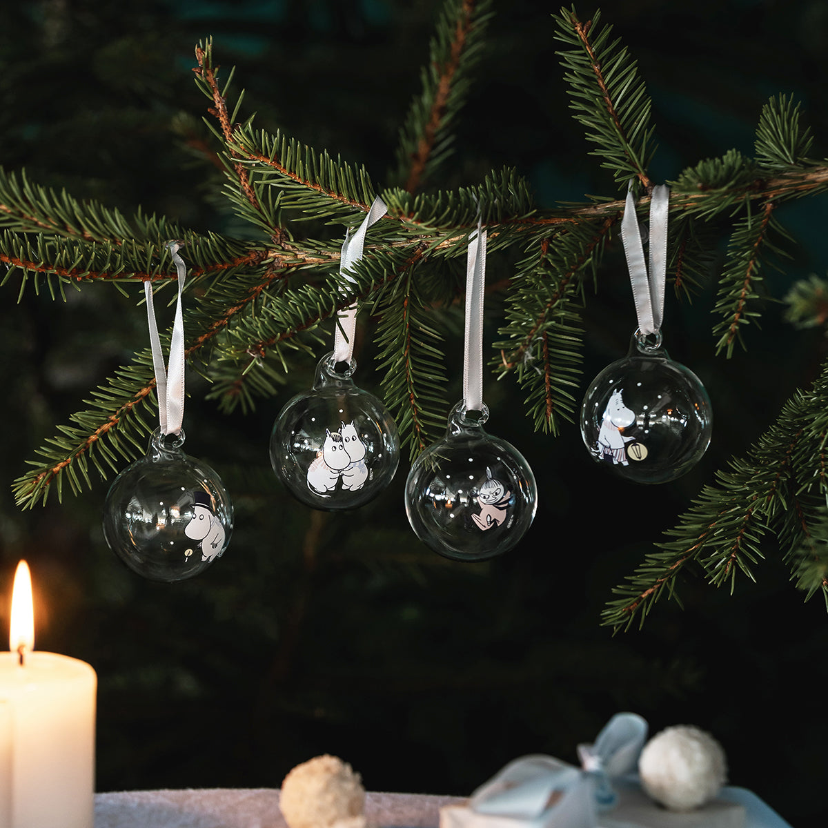 Muurla Moomin Let it Snow Small Glass Ball Ornaments - Set of 4