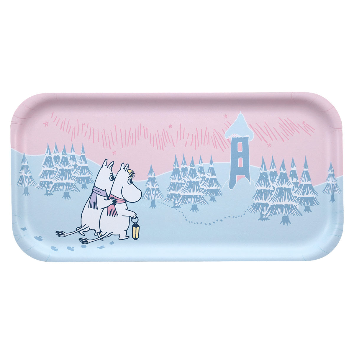 Muurla Moomin Frosty Day Pink / Blue / White Large Tray