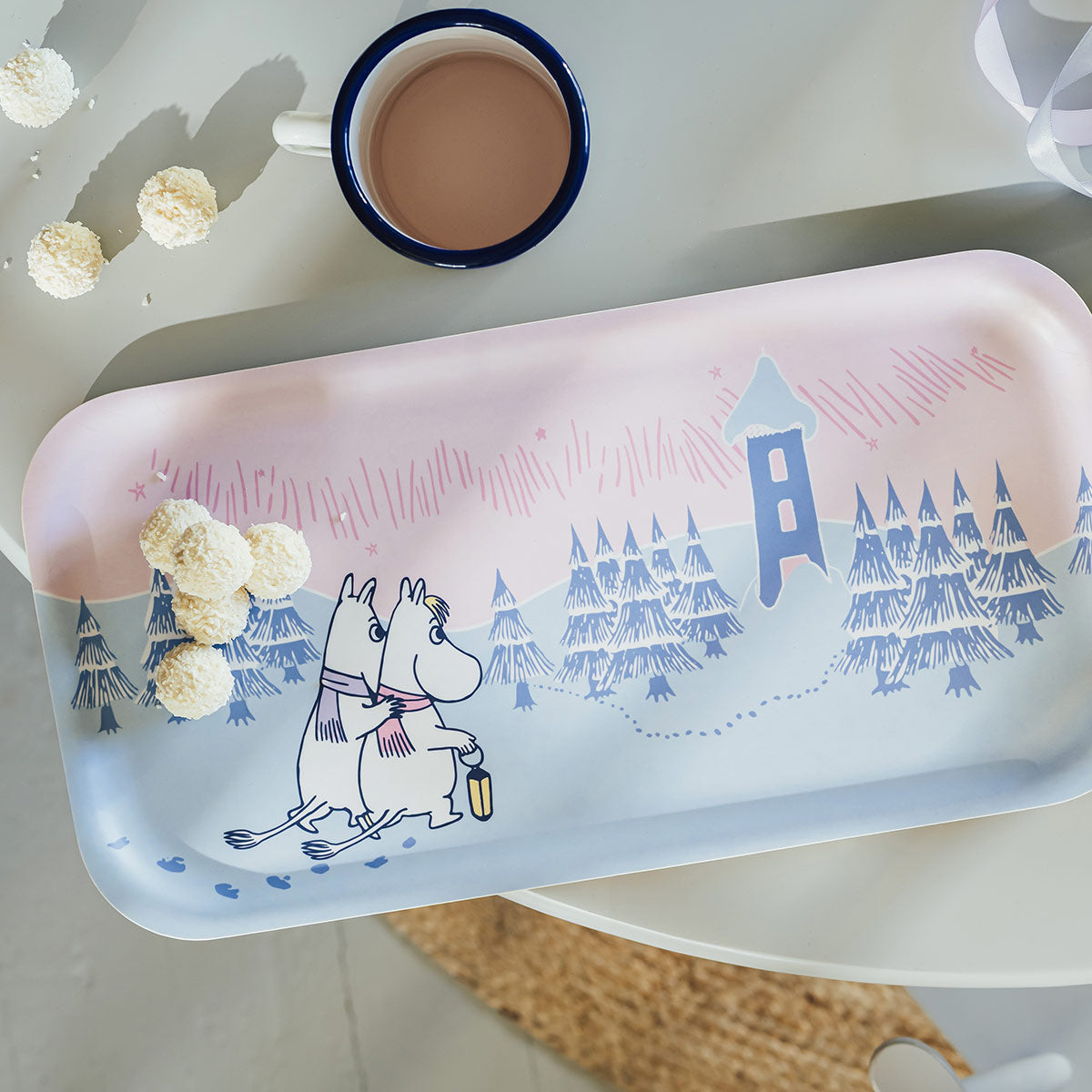 Muurla Moomin Frosty Day Pink / Blue / White Large Tray