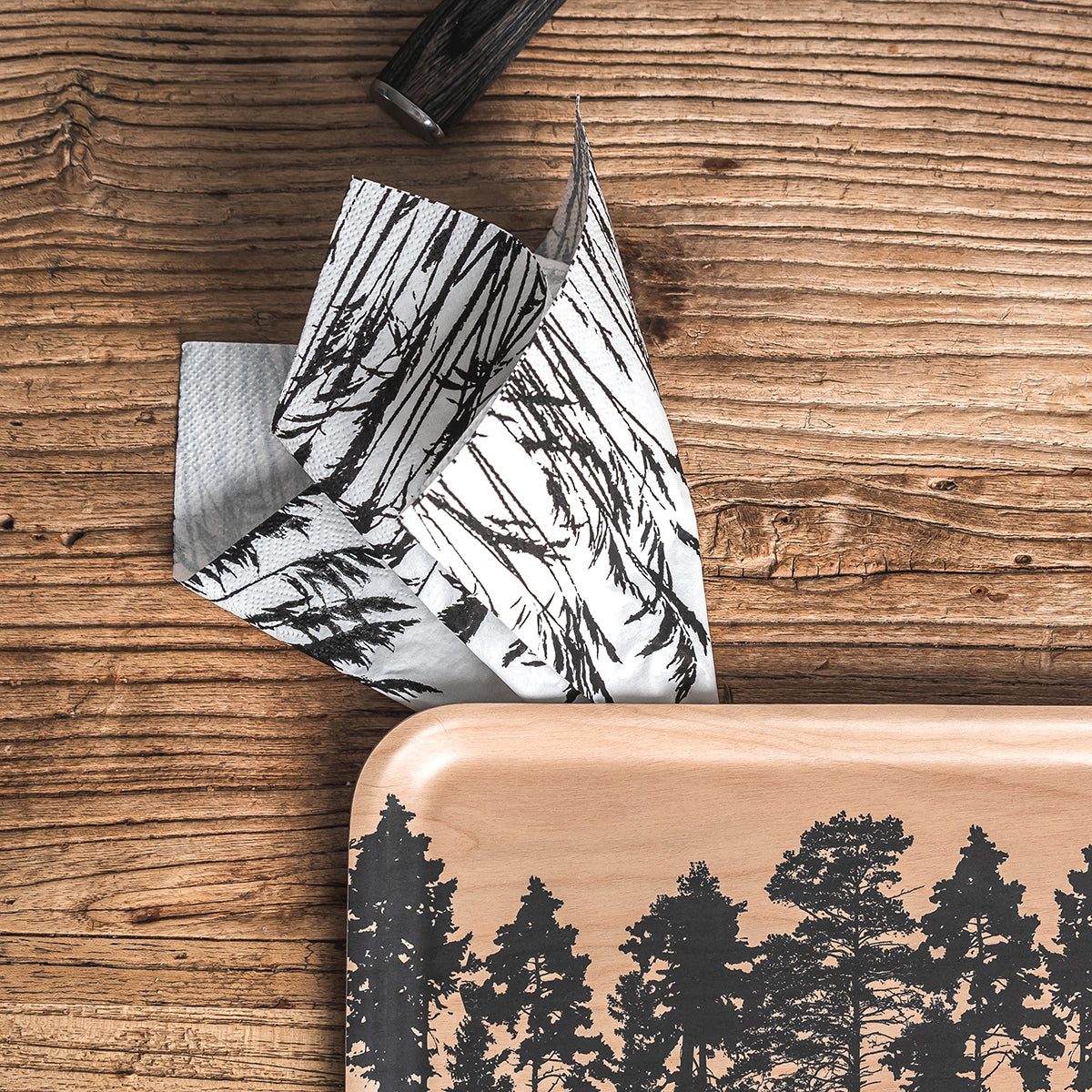 Muurla The Reeds Nordic Black / White Lunch Napkin