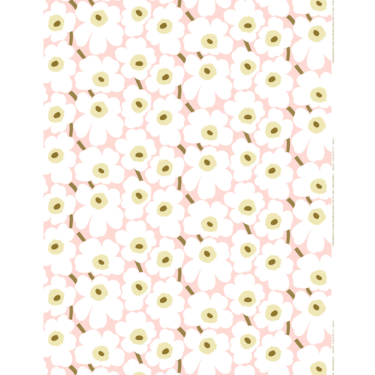 Marimekko Pieni Unikko Off White / Pink / Light Brown Acrylic-Coated Cotton Fabric