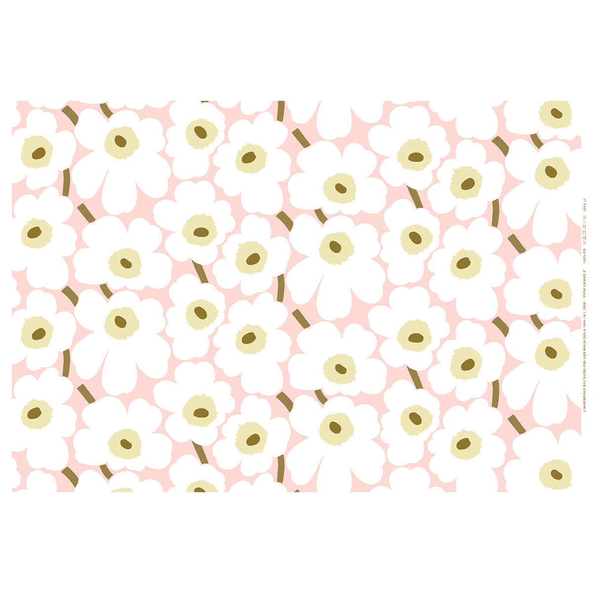 Marimekko Pieni Unikko Off White / Pink / Light Brown Acrylic-Coated Cotton Fabric