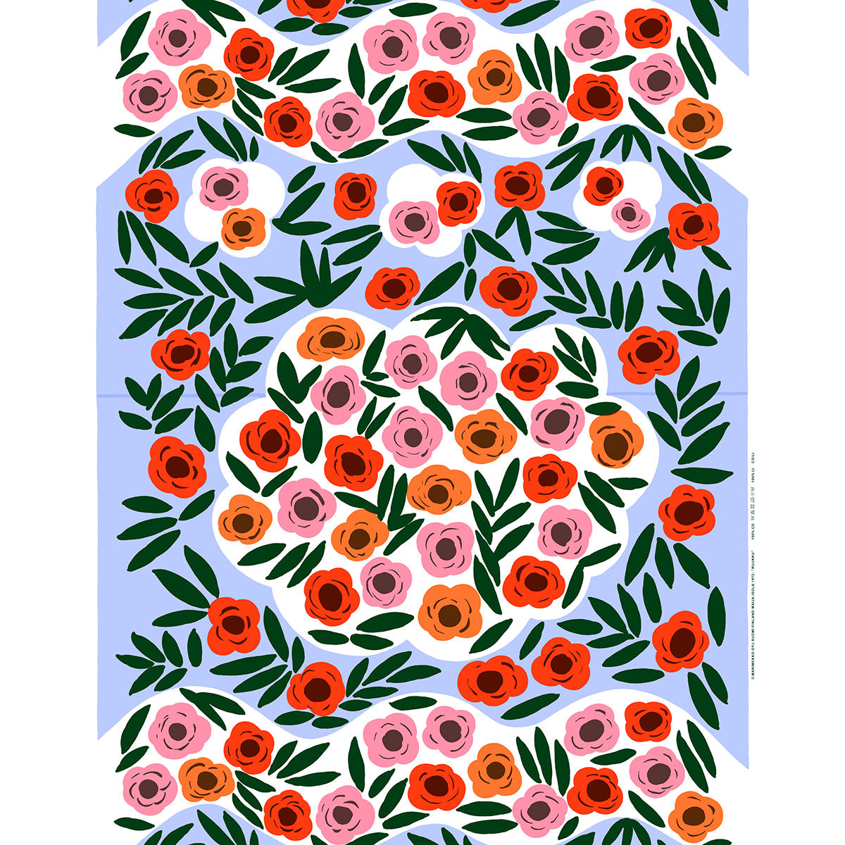 Marimekko Ruukku Light Blue / White / Multi Cotton Fabric Repeat