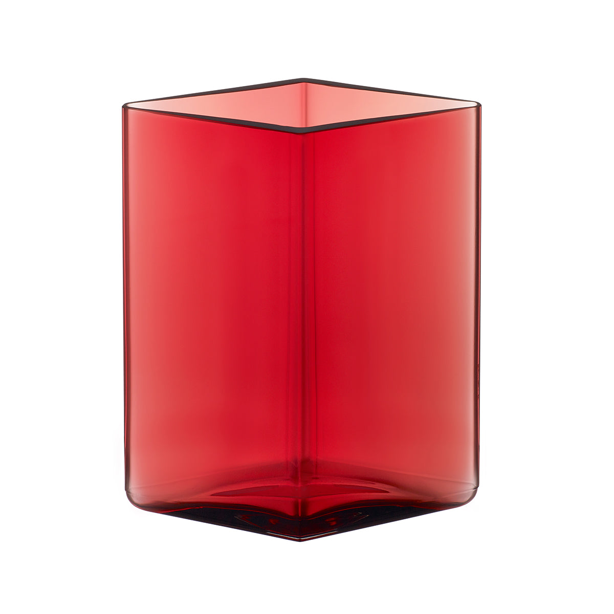 iittala Ruutu Cranberry Glass Vase - 5-1/2"
