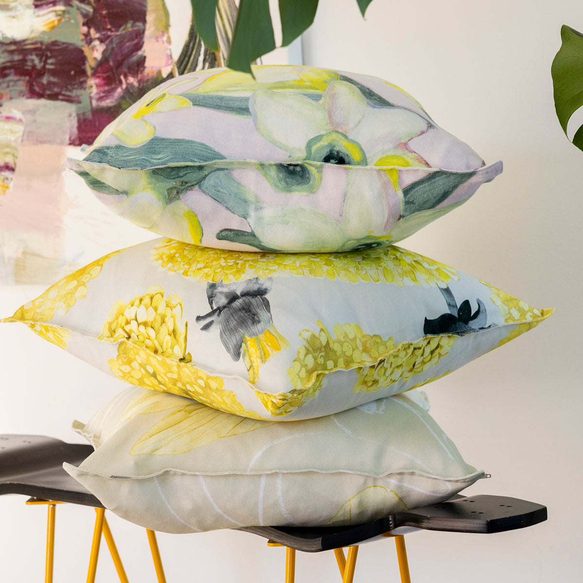 Pentik Narsissi Yellow / Green Throw Pillow