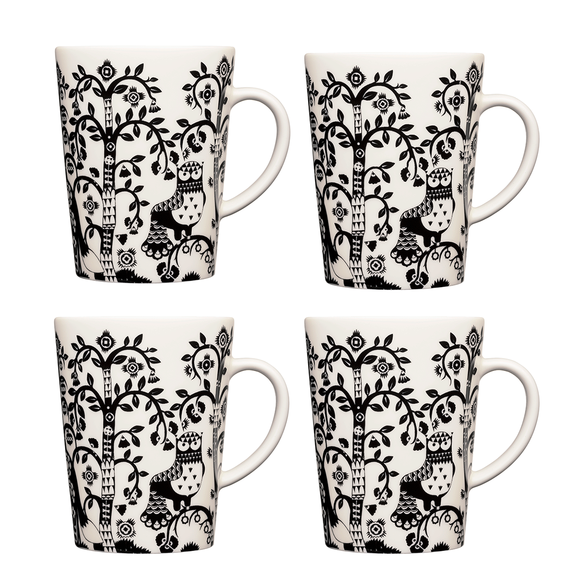 iittala Taika White / Black Mug - Set of 4