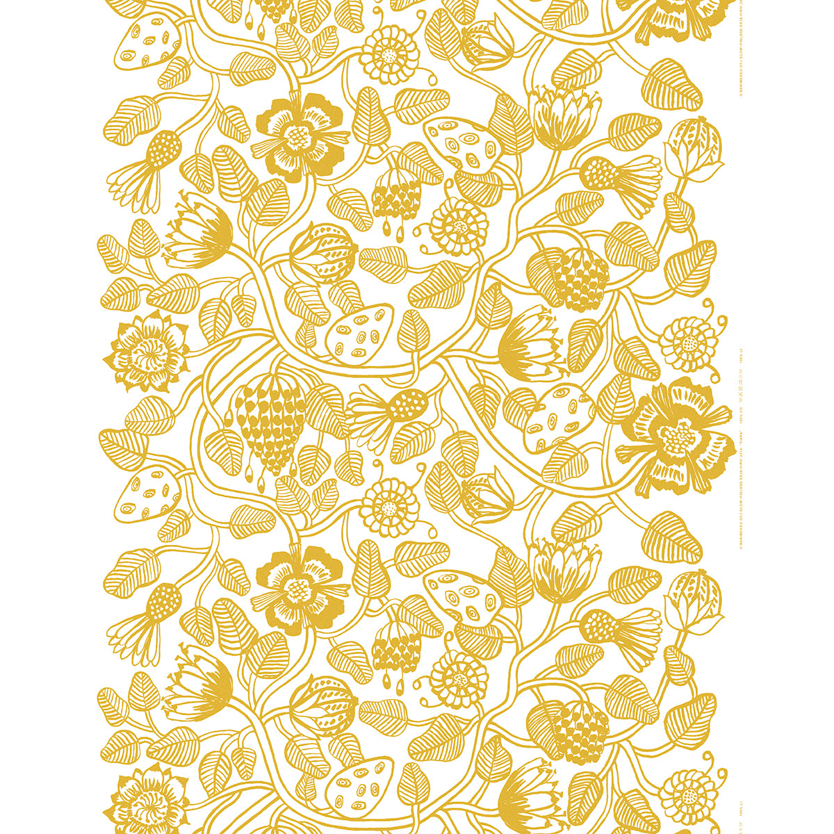 Marimekko Tiara Gold / White Cotton Fabric