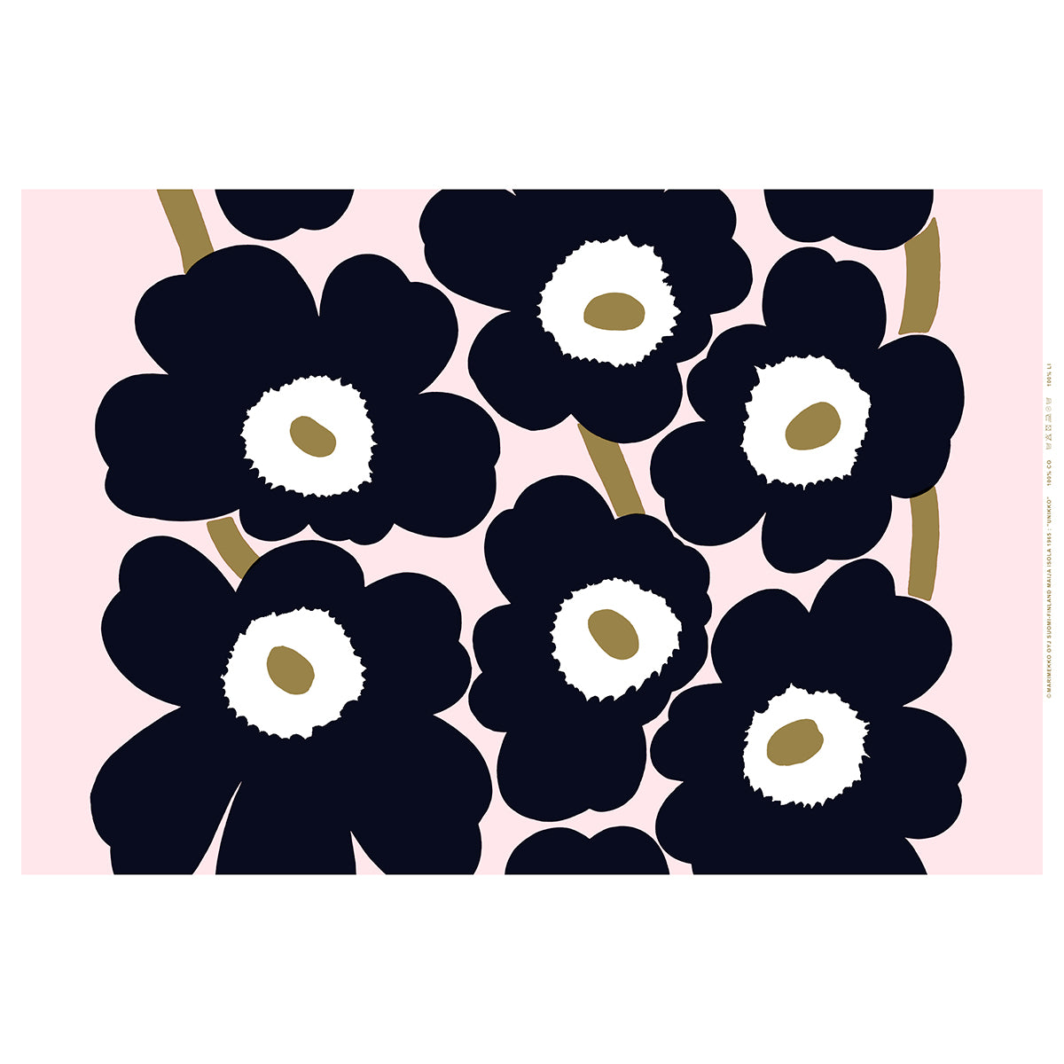 Marimekko Unikko Charcoal / Pink / Light Brown Medium Weight Cotton Fabric