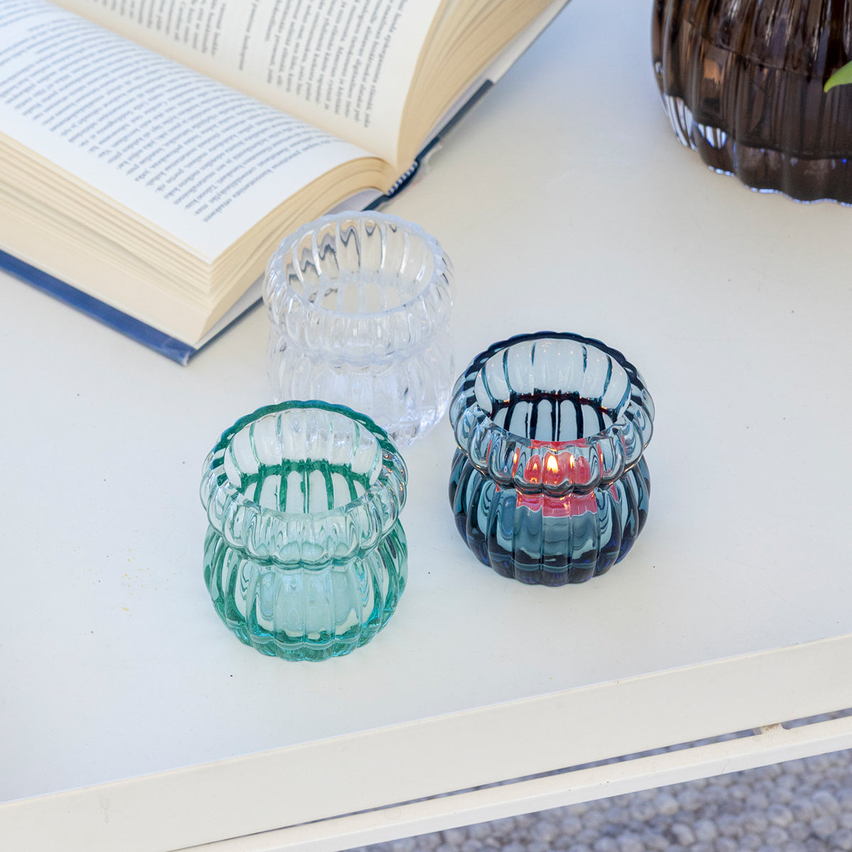 Pentik Vilja Light Green Glass Candle Holder