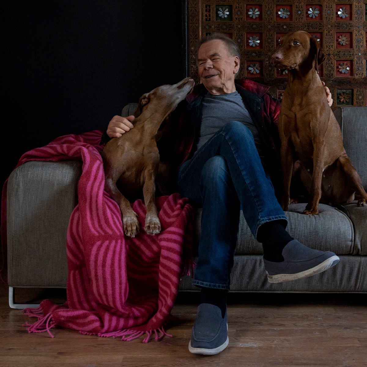 Pentik Vilja Red / Pink Wool Throw Blanket