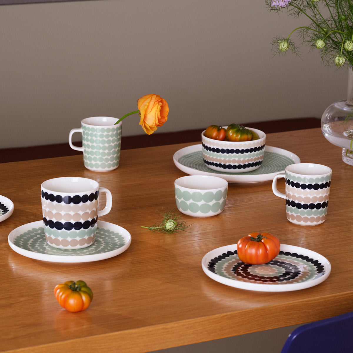 Marimekko Rasymatto Light Sage / White Dessert Bowl
