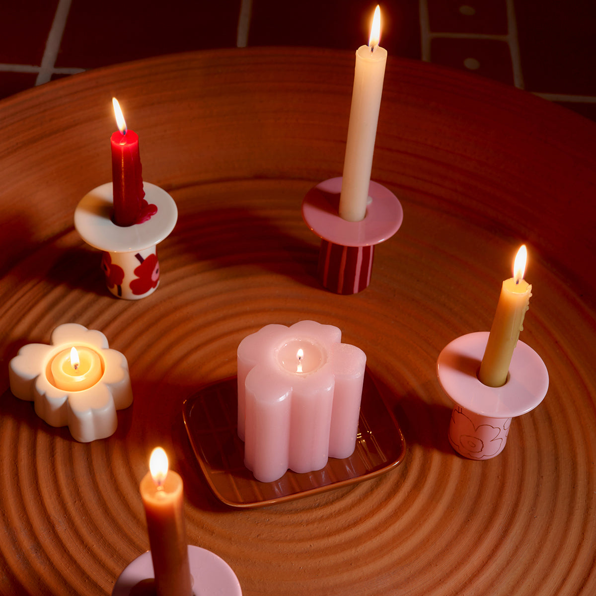 Marimekko Unikko Shape Pink Candle