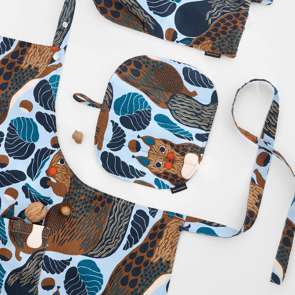 Marimekko Kurre Light Blue / Brown / Multi Apron